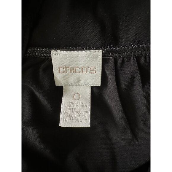 Chico's Long Sleeve Slinky Lattice Back Black Blouse Shirt Top Size 0 Small - Picture 6 of 7